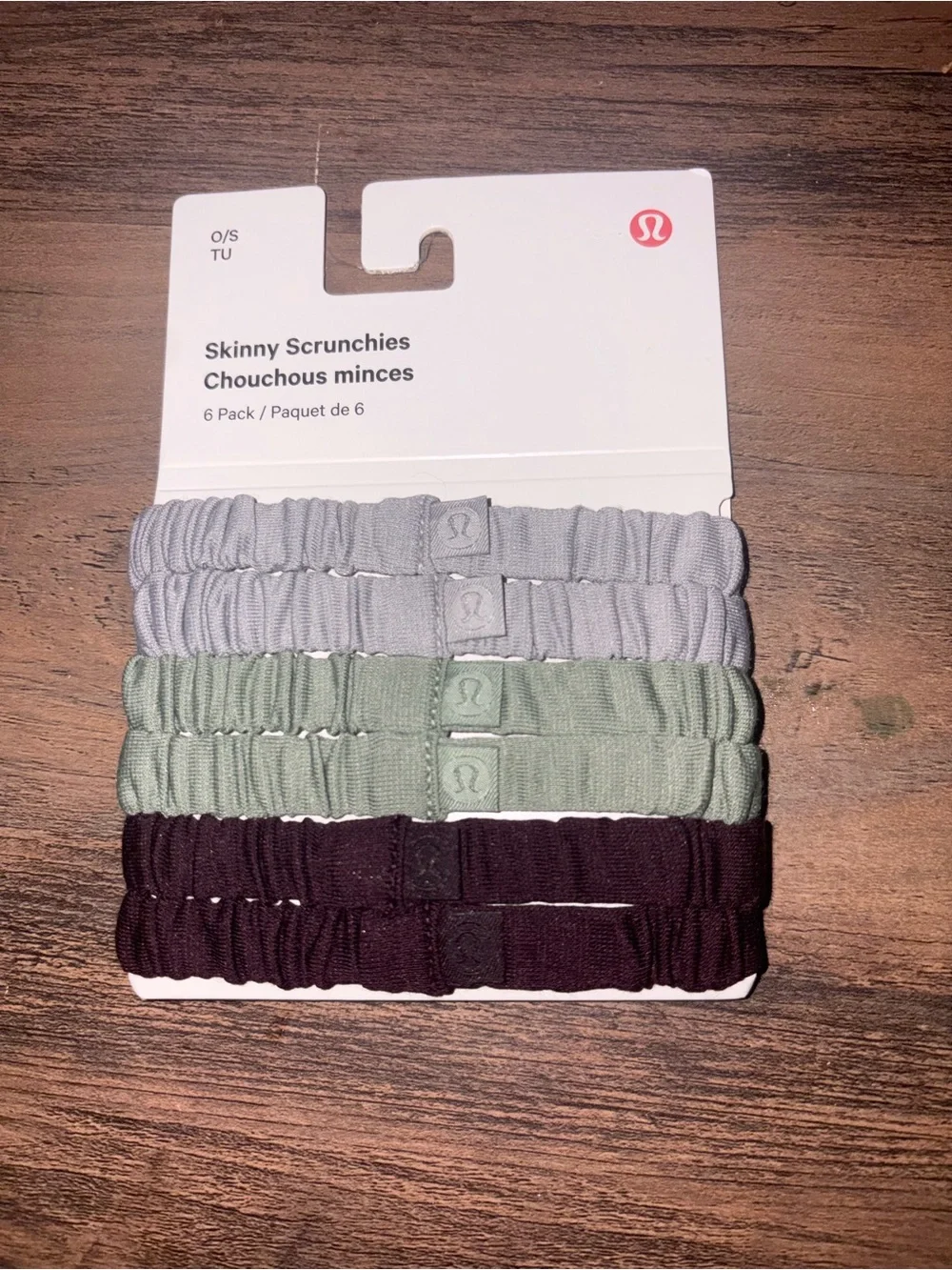 Lululemon Skinny Scrunchies 6-Pack - Light Gray, Sage, Dark Plum